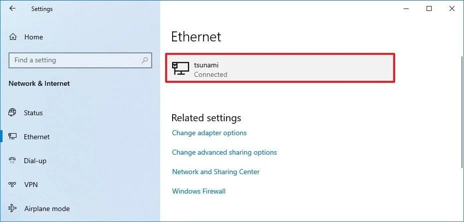 Selecting Wi-Fi or Ethernet